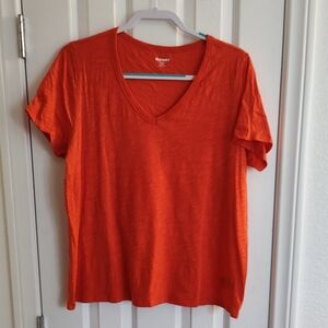 Old Navy Orange V-Neck Short Sleeve Top Size Large